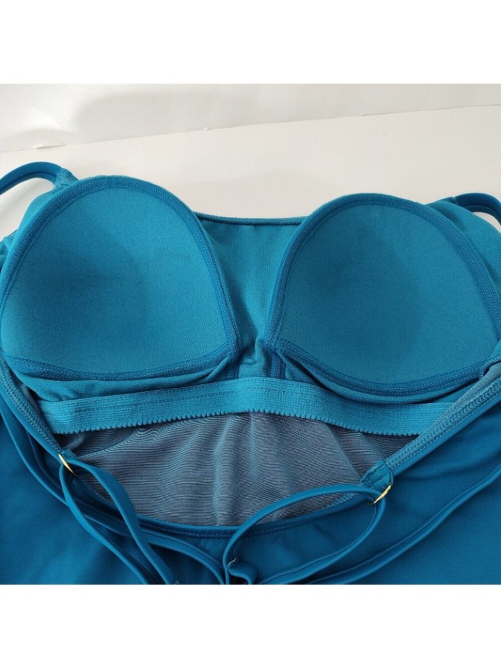 Time And Tru One Piece Swimsuit Women Size L 12-14 Blue Padded Adjustable Strap - Picture 4 of 8